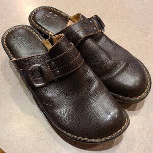 BOC Born Concept C31606 Brown Leather Slip On Clog Shoe Women Size US 10 EU 42